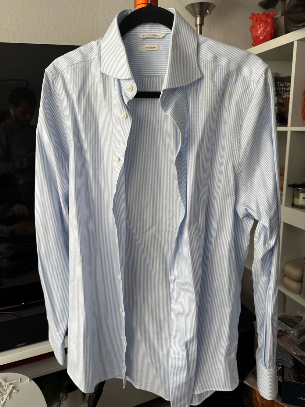 Suitsupply Light Blue Pinstripe Men's Dress Shirt